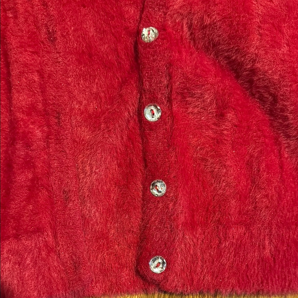 Cat & Jack Red Cardigan Sweater V-Neck - Picture 3 of 4